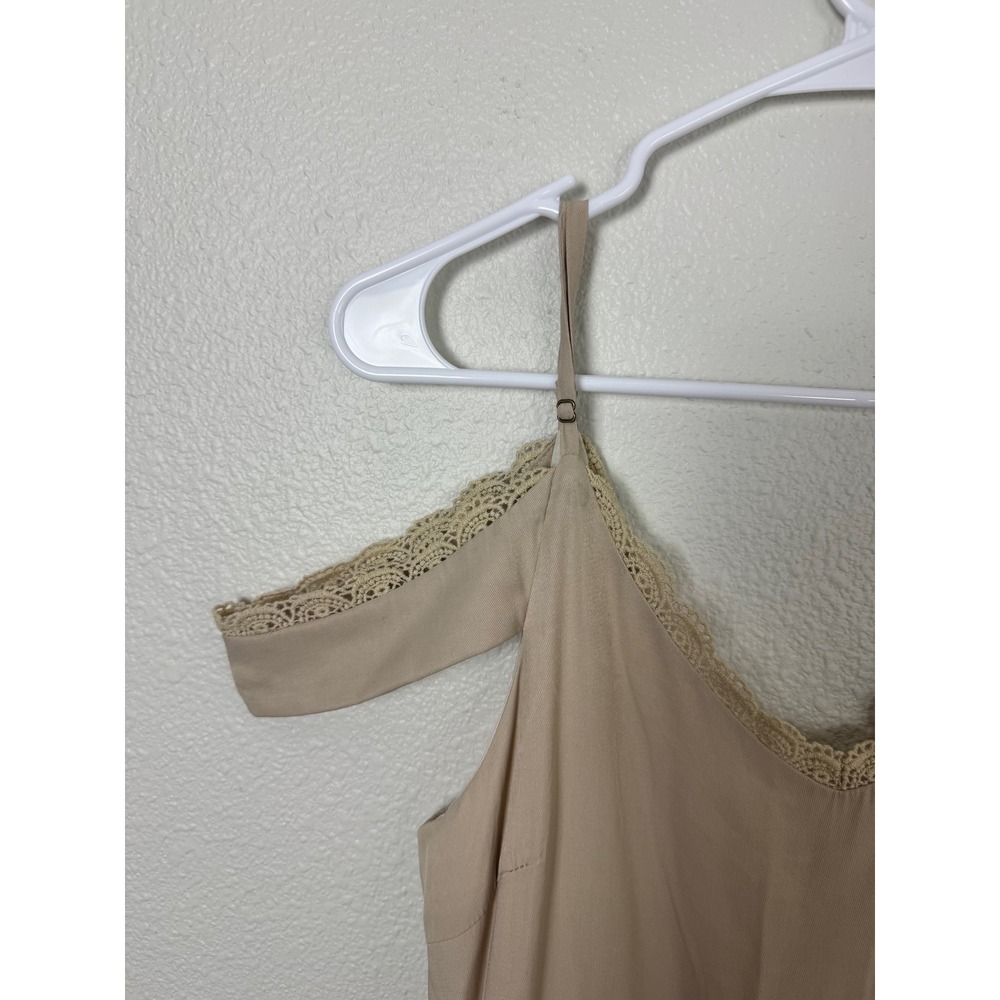 Mia Joy by Joyfolie Tan Cold Shoulder Lace Trim Maxi Dress Small - Picture 8 of 11